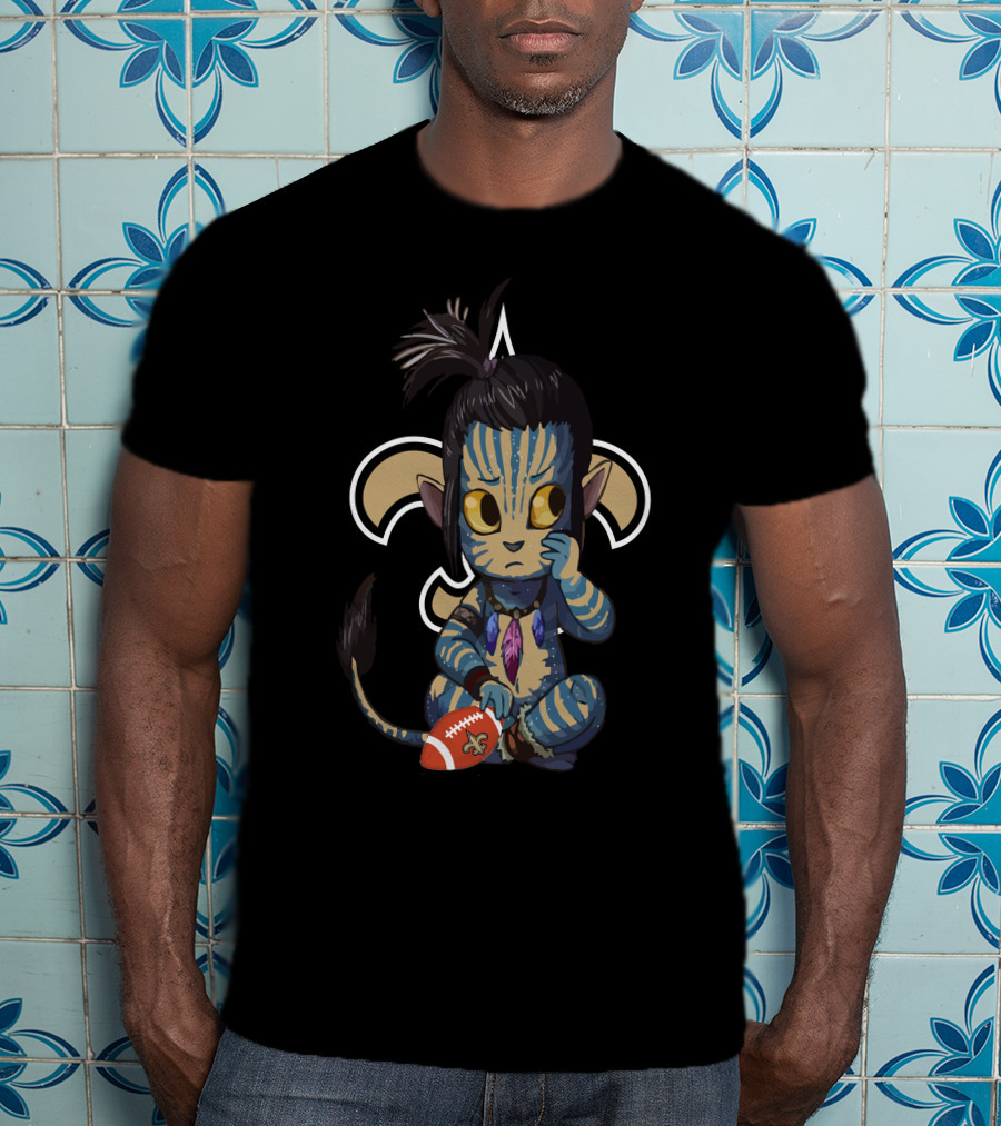 Avatar Saints Chibi Character With Football And Fleur-de-Lis T-Shirt