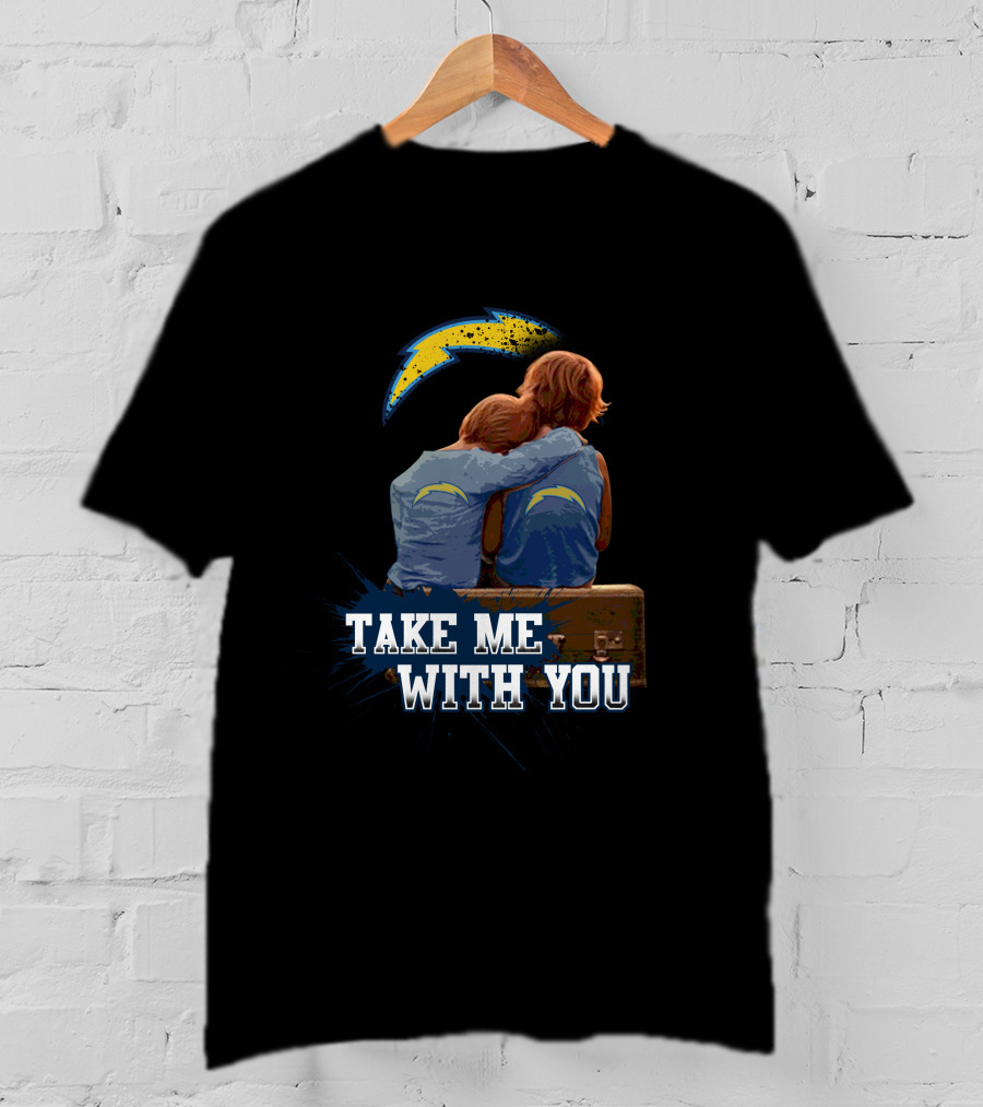 Take Me With You Chargers Lightning Bolt Embrace T-Shirt