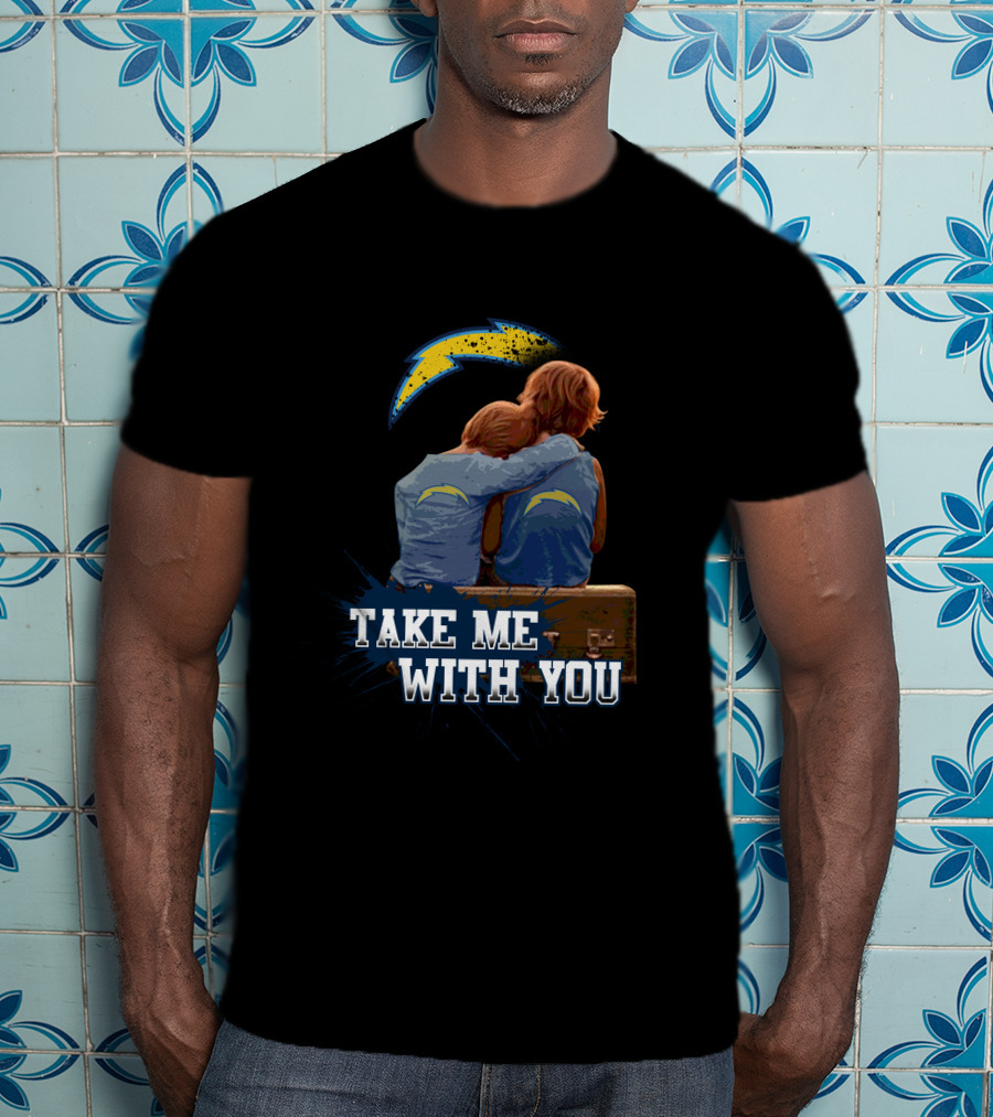 Take Me With You Chargers Lightning Bolt Embrace T-Shirt