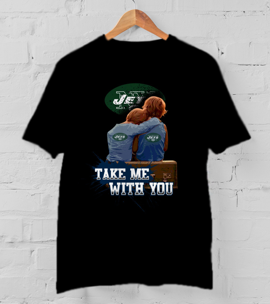 Jets Take Me With You New York Green Football Team Symbol Hugging Kids T-Shirt