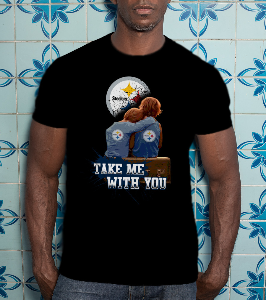 Steelers Logo Hugging Kids Take Me With You T-Shirt