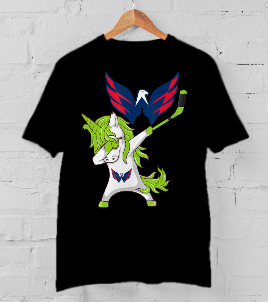St Patrick's Day Dabbing Unicorn With Washington Capitals Hockey T-Shirt