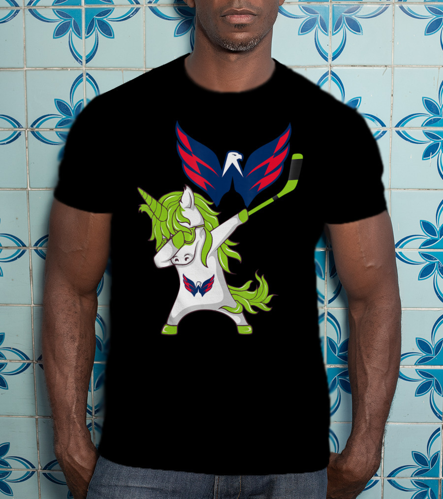 St Patrick's Day Dabbing Unicorn With Washington Capitals Hockey T-Shirt