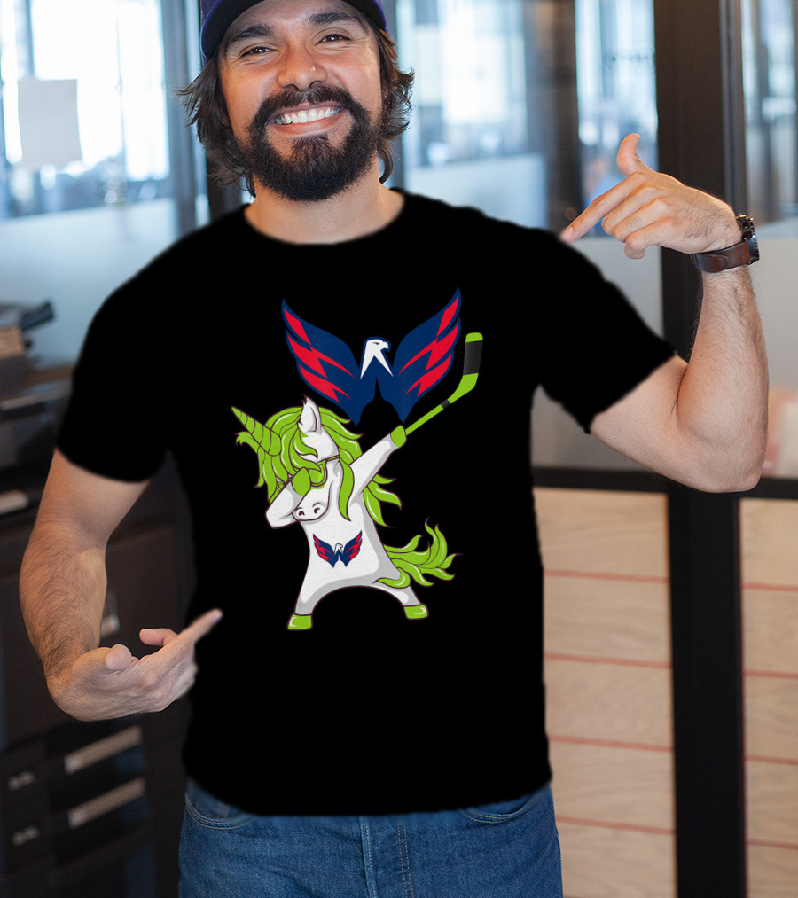 St Patrick's Day Dabbing Unicorn With Washington Capitals Hockey T-Shirt