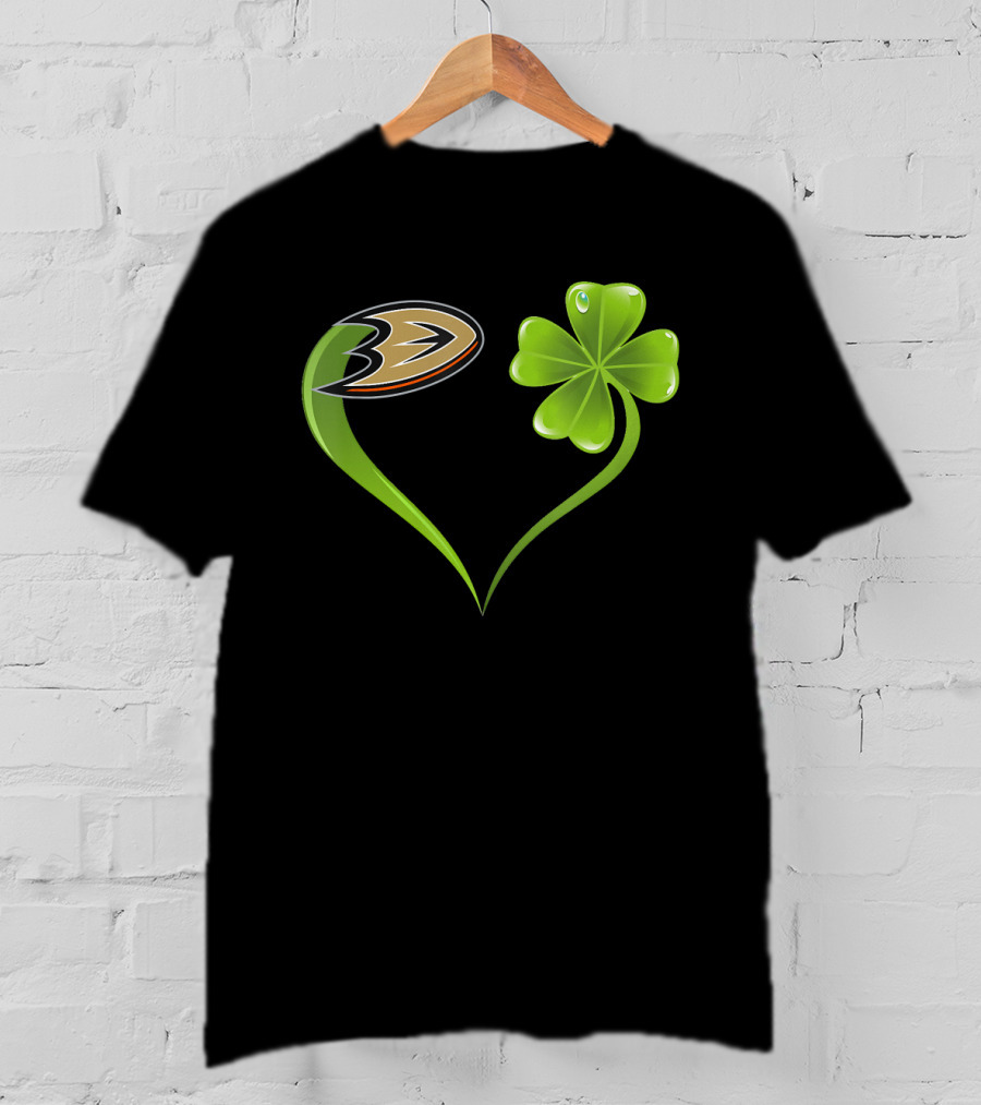St Patrick's Day Anaheim Ducks Shamrock Heart T-Shirt
