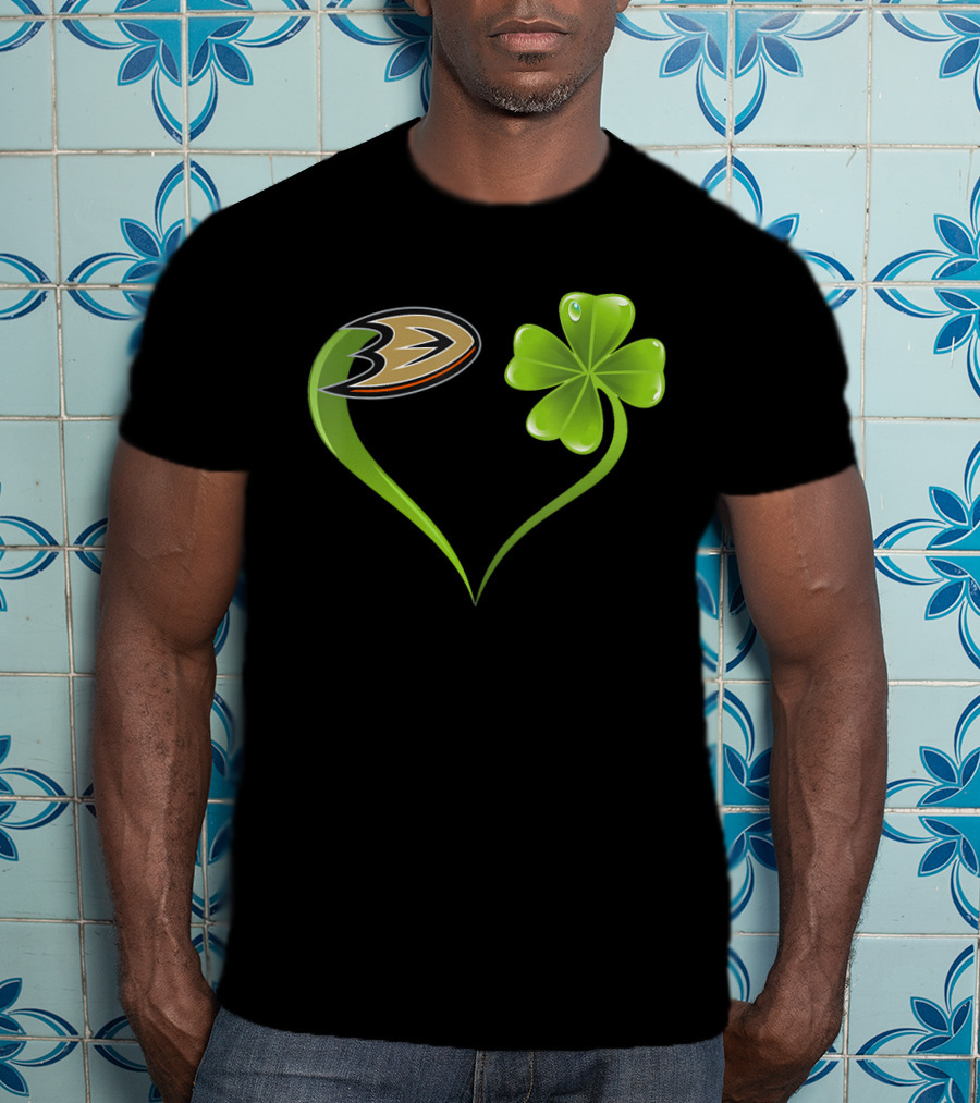 St Patrick's Day Anaheim Ducks Shamrock Heart T-Shirt