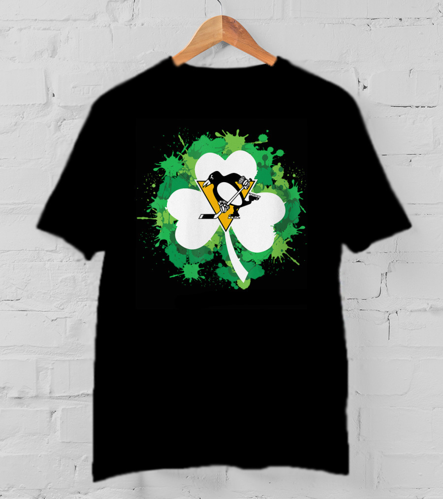 St Patrick Day Shamrock Splash Pittsburgh Penguins Hockey T-Shirt