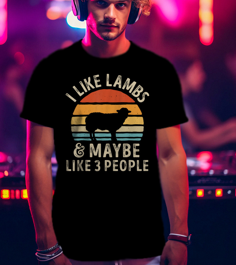 I Like Lambs And Maybe Like 3 People Retro Silhouette Lamb Farmer T-Shirt