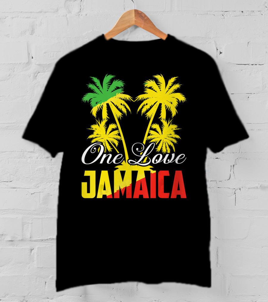 One Love Jamaica Vacation Reggae Music Palm Trees T-Shirt