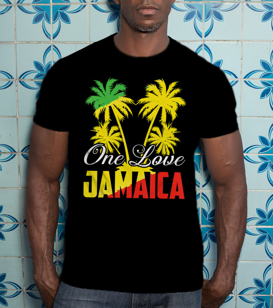 One Love Jamaica Vacation Reggae Music Palm Trees T-Shirt