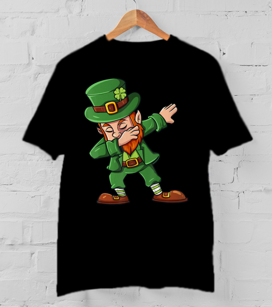 St Patricks Day Dabbing Leprechaun Irish Lucky Clover T-Shirt