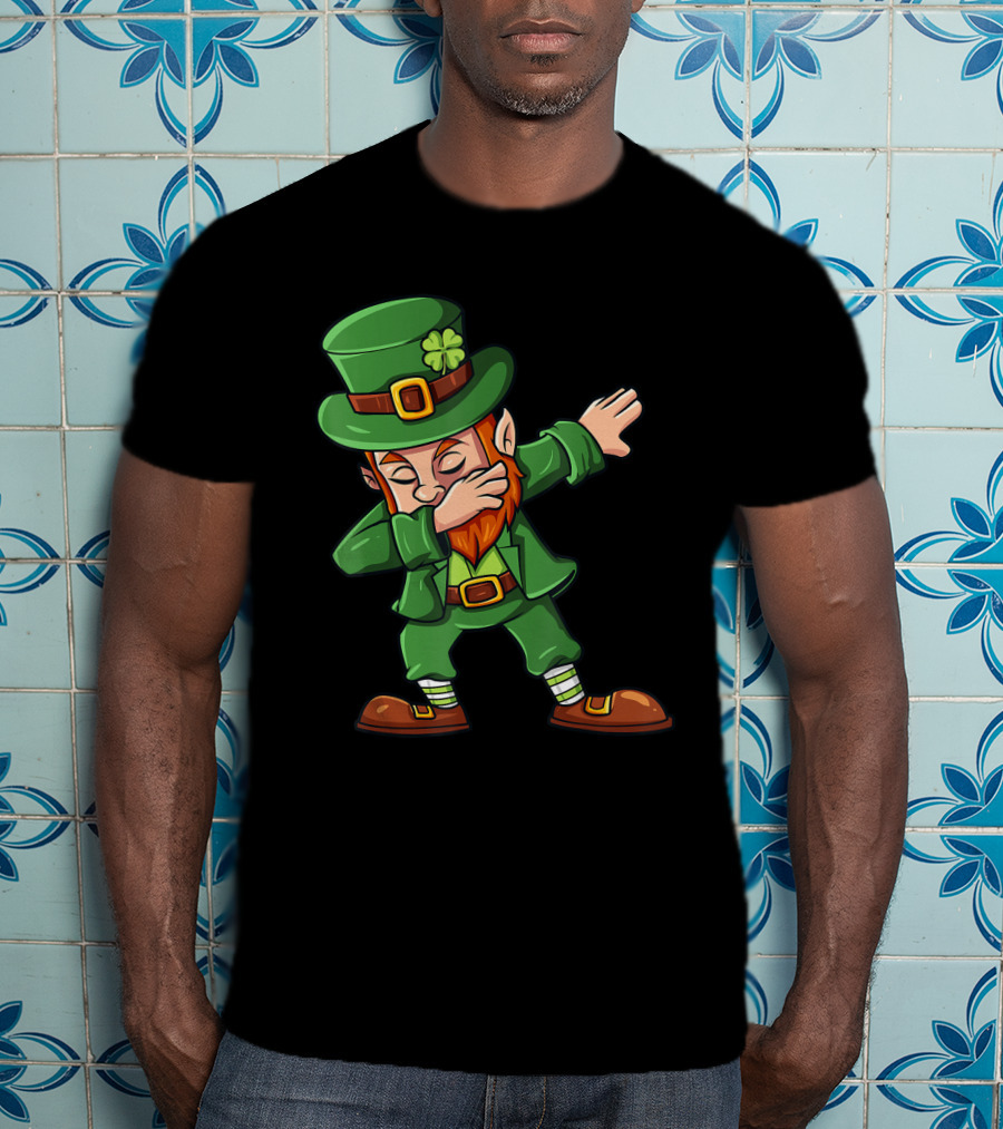 St Patricks Day Dabbing Leprechaun Irish Lucky Clover T-Shirt