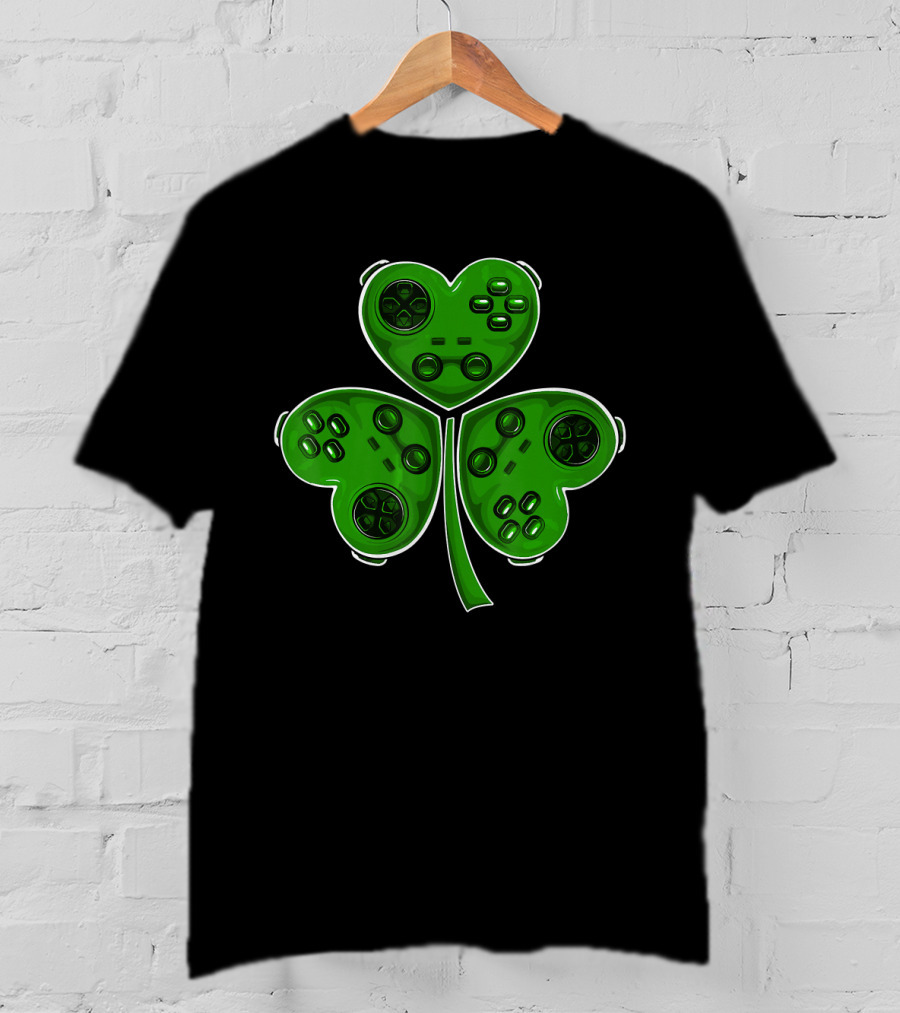 Video Game Controller Shamrock St Patrick Day T-Shirt