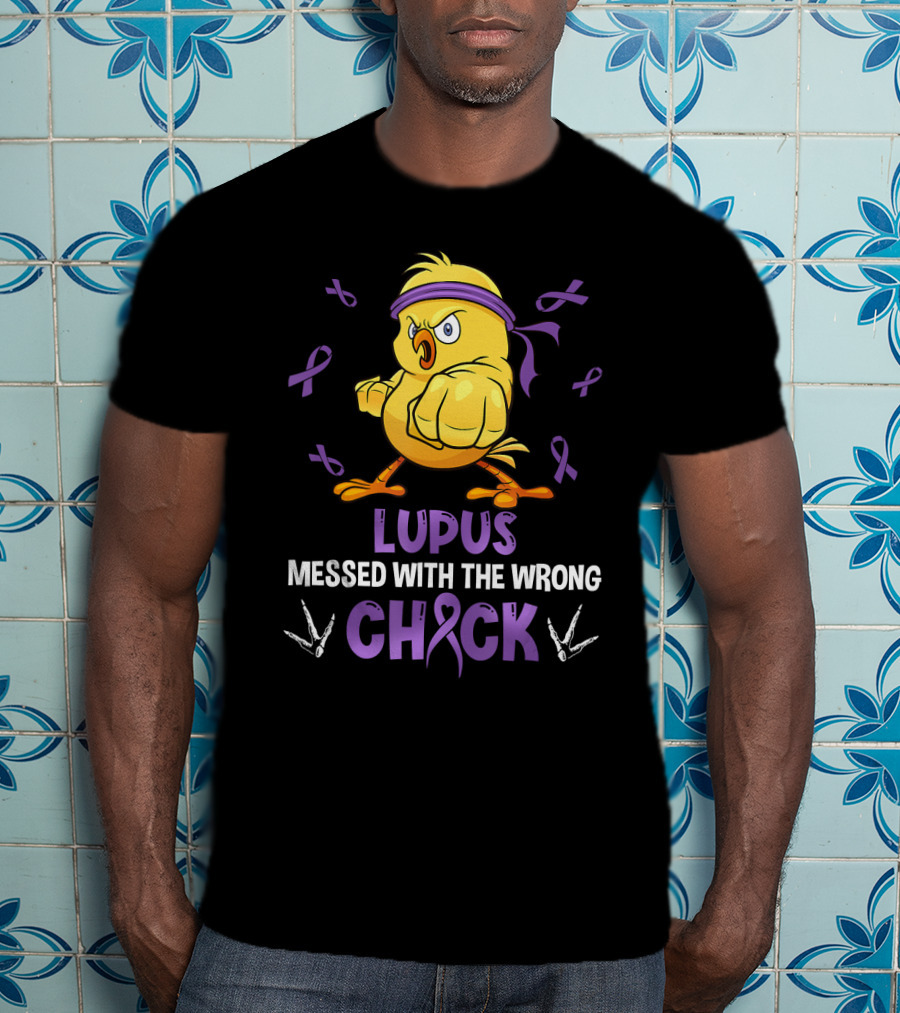 Lupus Messed With The Wrong Chick Purple Ribbon Fighting Bird T-Shirt