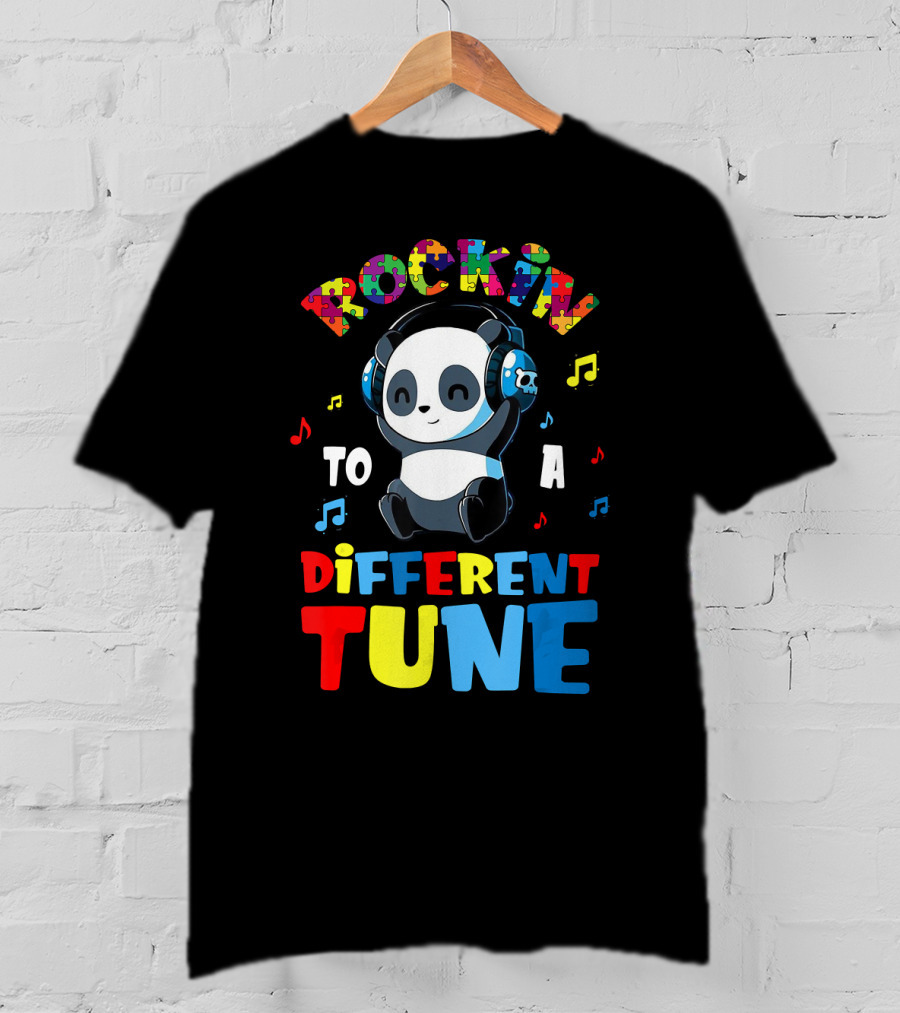 Rockin To A Different Tune Panda Autism Awareness T-Shirt