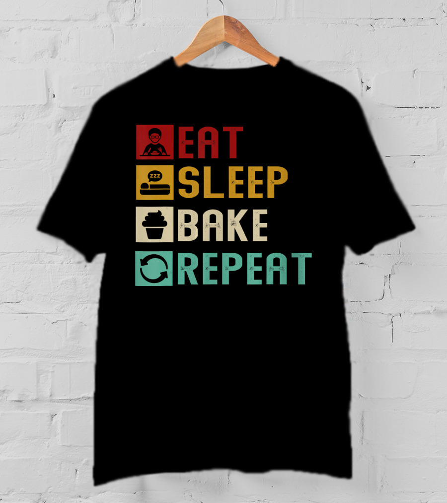 Eat Sleep Bake Repeat Vintage Baking Baker T-Shirt