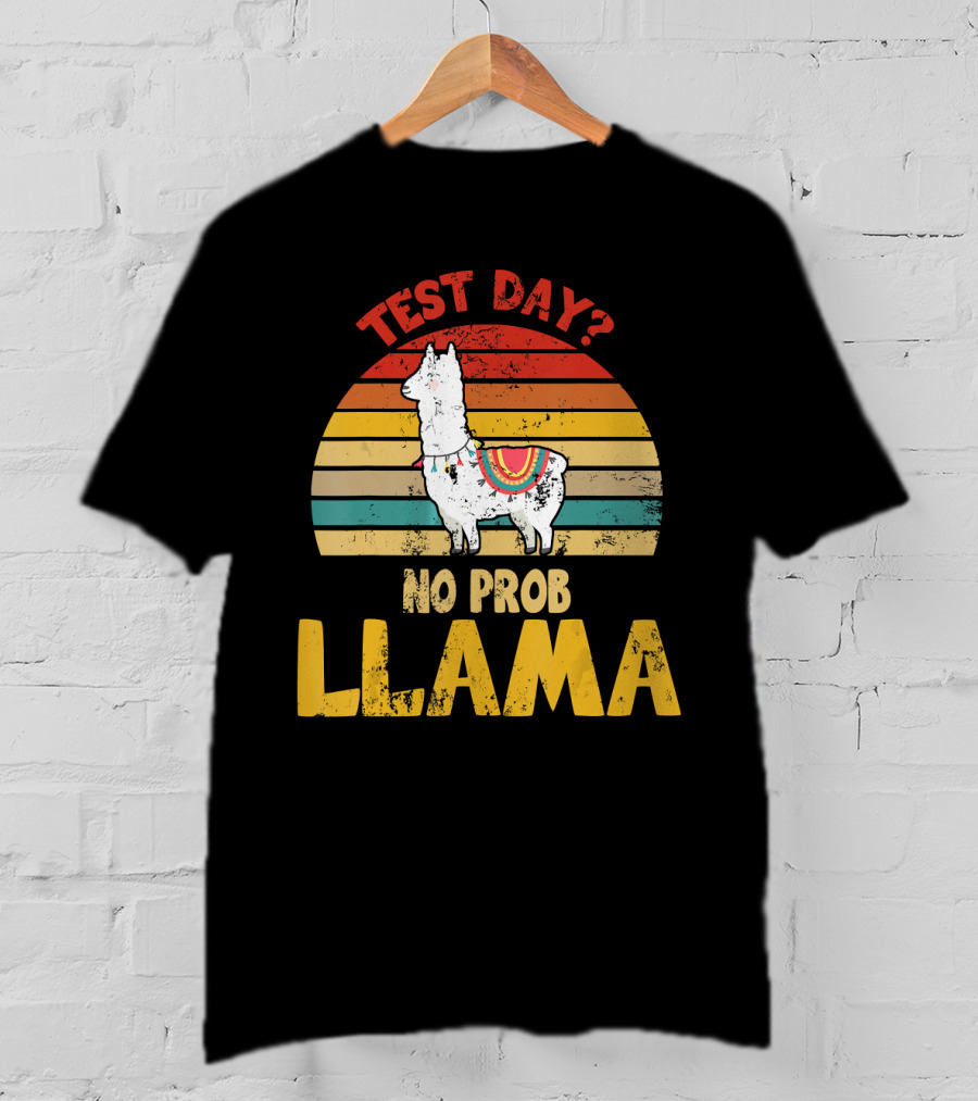 Vintage Test Day? No Prob Llama Retro Teacher T-Shirt