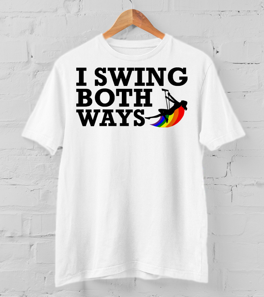 I Swing Both Ways Funny Gay Pride Rainbow Swing T-Shirt