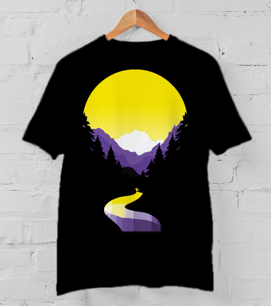 Non Binary Pride Sunset Mountain Landscape T-Shirt