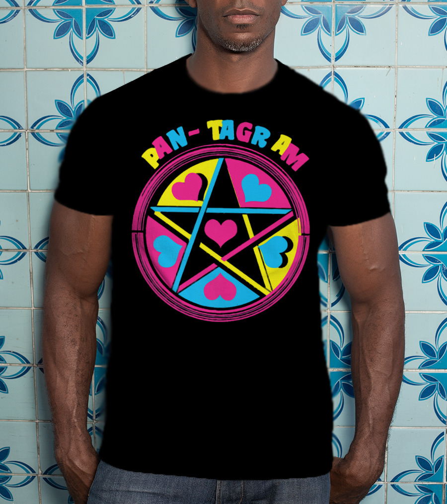 PAN-TAGRAM Hearts And Pentagram Retro T-Shirt