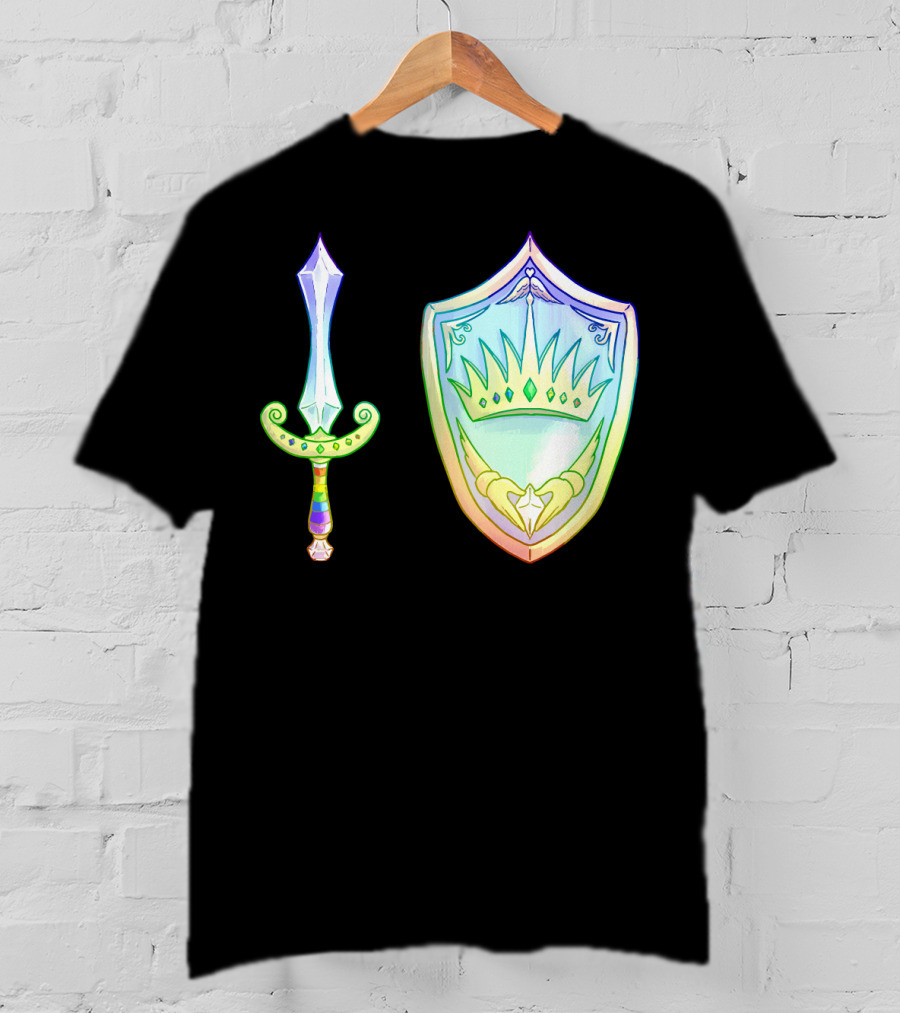 Rainbow Armory Crystal Sword Shield Crown T-Shirt