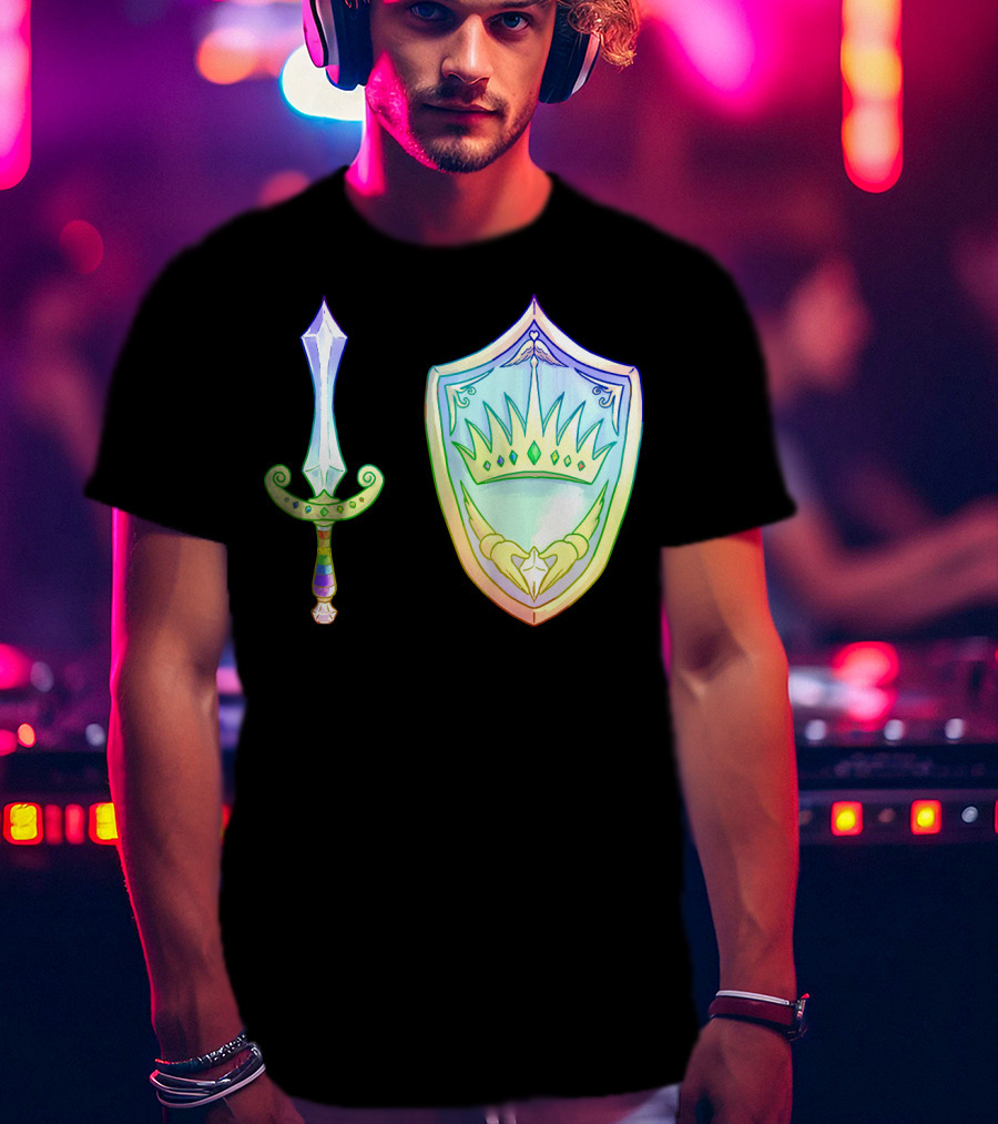 Rainbow Armory Crystal Sword Shield Crown T-Shirt