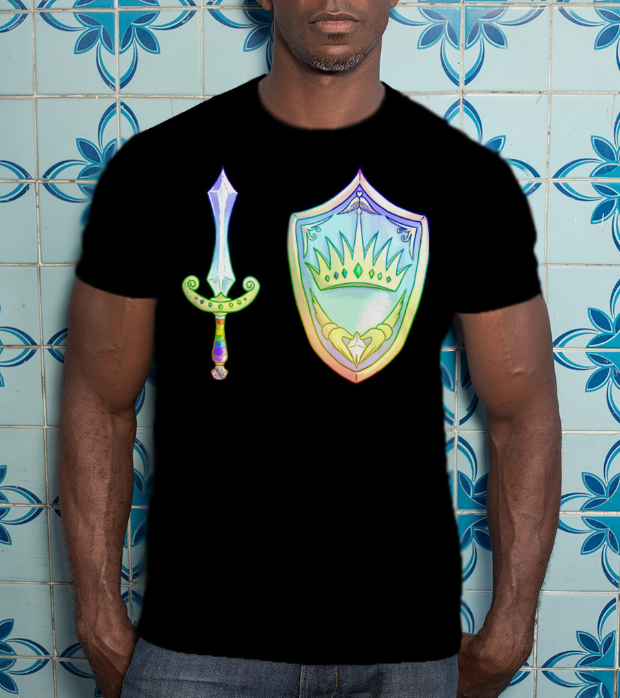 Rainbow Armory Crystal Sword Shield Crown T-Shirt