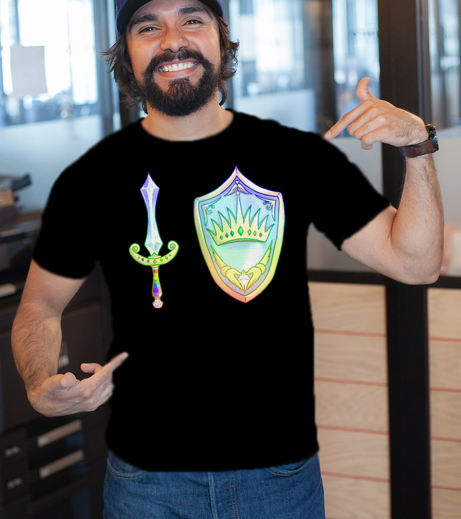 Rainbow Armory Crystal Sword Shield Crown T-Shirt