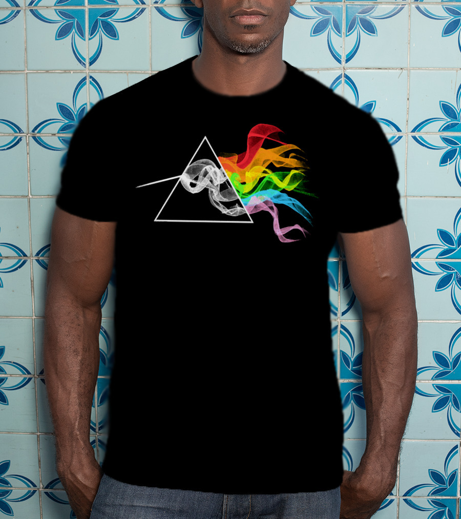 Smoking Dark Side Of The Moon Prism Rainbow Smoke T-Shirt