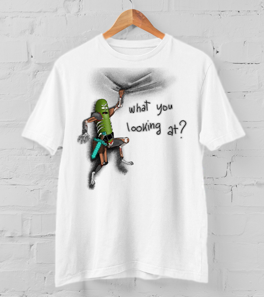 What You Looking At Pickle Rick Adventure T-Shirt