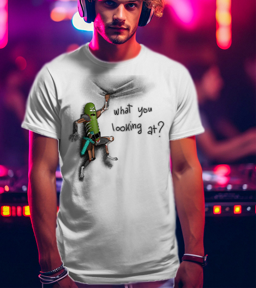 What You Looking At Pickle Rick Adventure T-Shirt