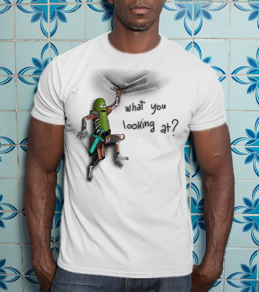 What You Looking At Pickle Rick Adventure T-Shirt