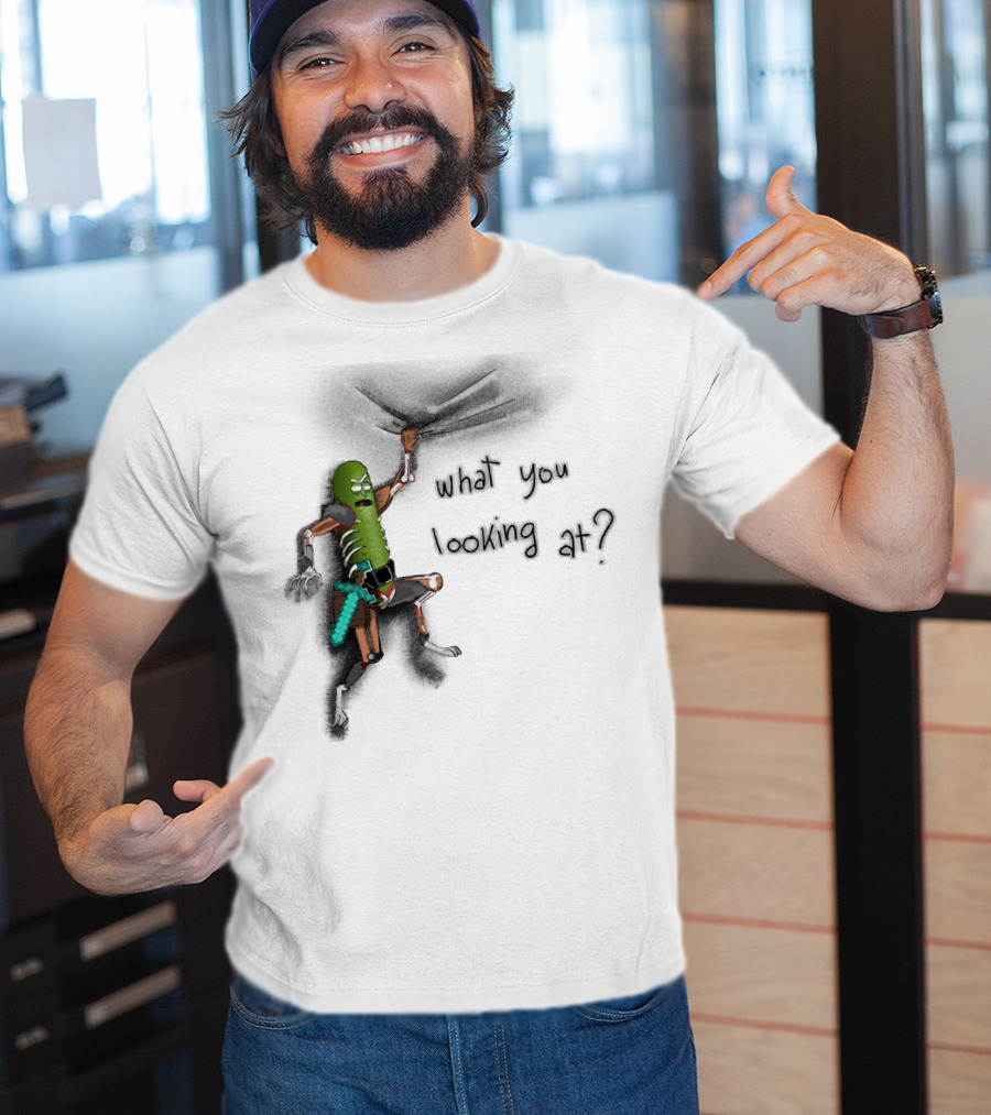 What You Looking At Pickle Rick Adventure T-Shirt