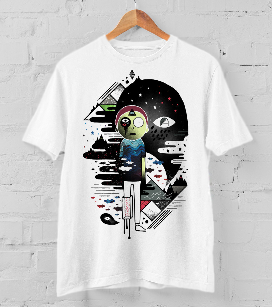Inner Dimensional Morty Surreal Cosmic Exploration With Third Eye And Galaxy Elements T-Shirt