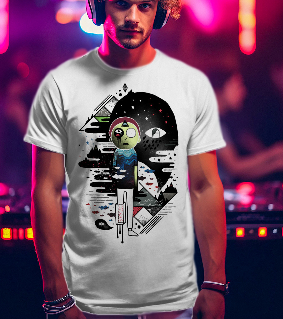 Inner Dimensional Morty Surreal Cosmic Exploration With Third Eye And Galaxy Elements T-Shirt
