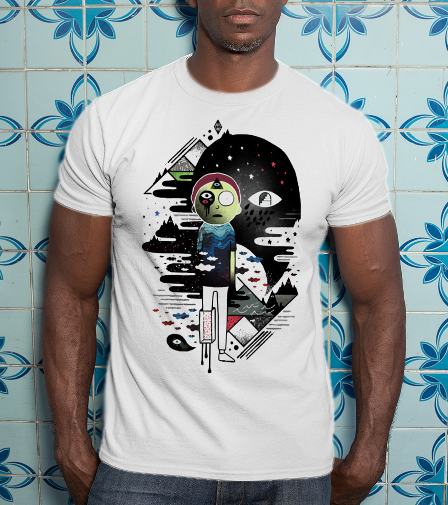 Inner Dimensional Morty Surreal Cosmic Exploration With Third Eye And Galaxy Elements T-Shirt