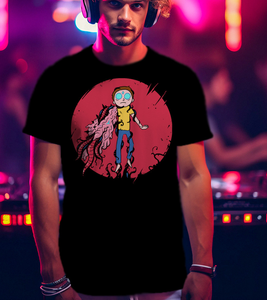 Anime Morty Tentacle Transformation Red Circle Background T-Shirt