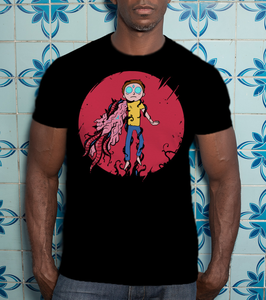Anime Morty Tentacle Transformation Red Circle Background T-Shirt