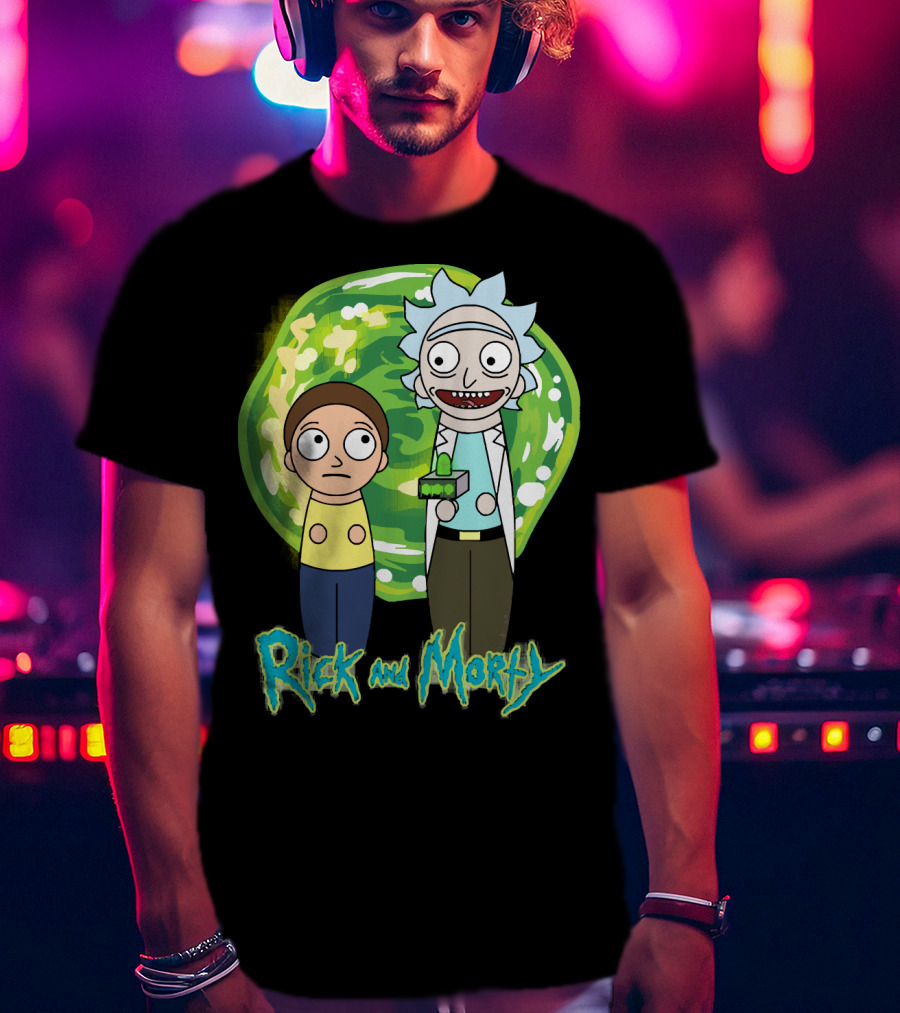 Rick And Morty Green Portal Cute Characters T-Shirt