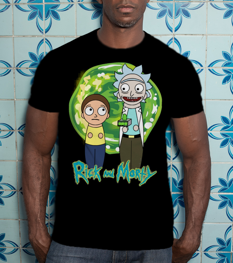 Rick And Morty Green Portal Cute Characters T-Shirt