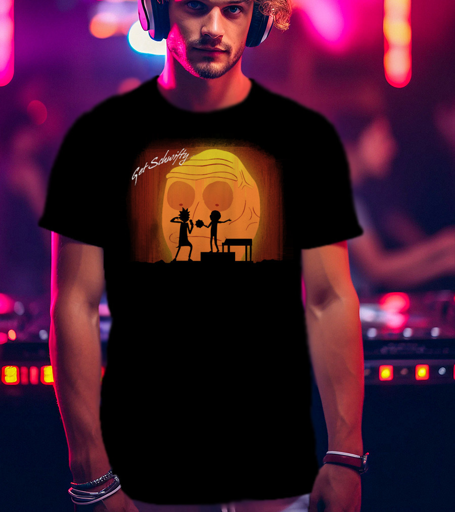 Get Schwifty Rick And Morty Concert Silhouette Against Giant Head T-Shirt