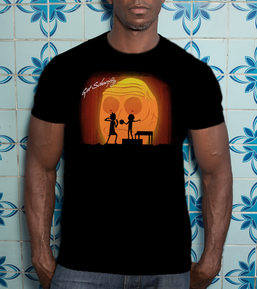 Get Schwifty Rick And Morty Concert Silhouette Against Giant Head T-Shirt