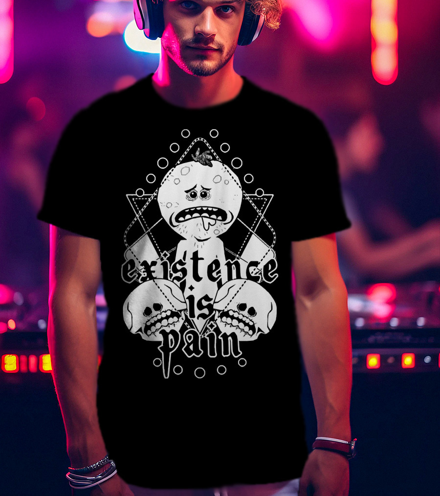 Mr. Meeseeks Existence Is Pain Skulls Geometric T-Shirt