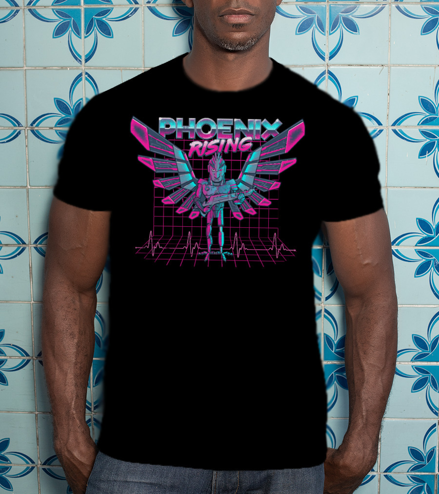 Phoenix Rising Rick And Morty Birdperson Retro Neon Grid Wings T-Shirt