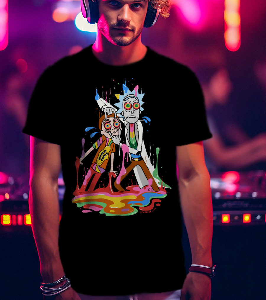 Rick Morty Tripp Psychedelic Adventure With Colorful Melting Portal T-Shirt