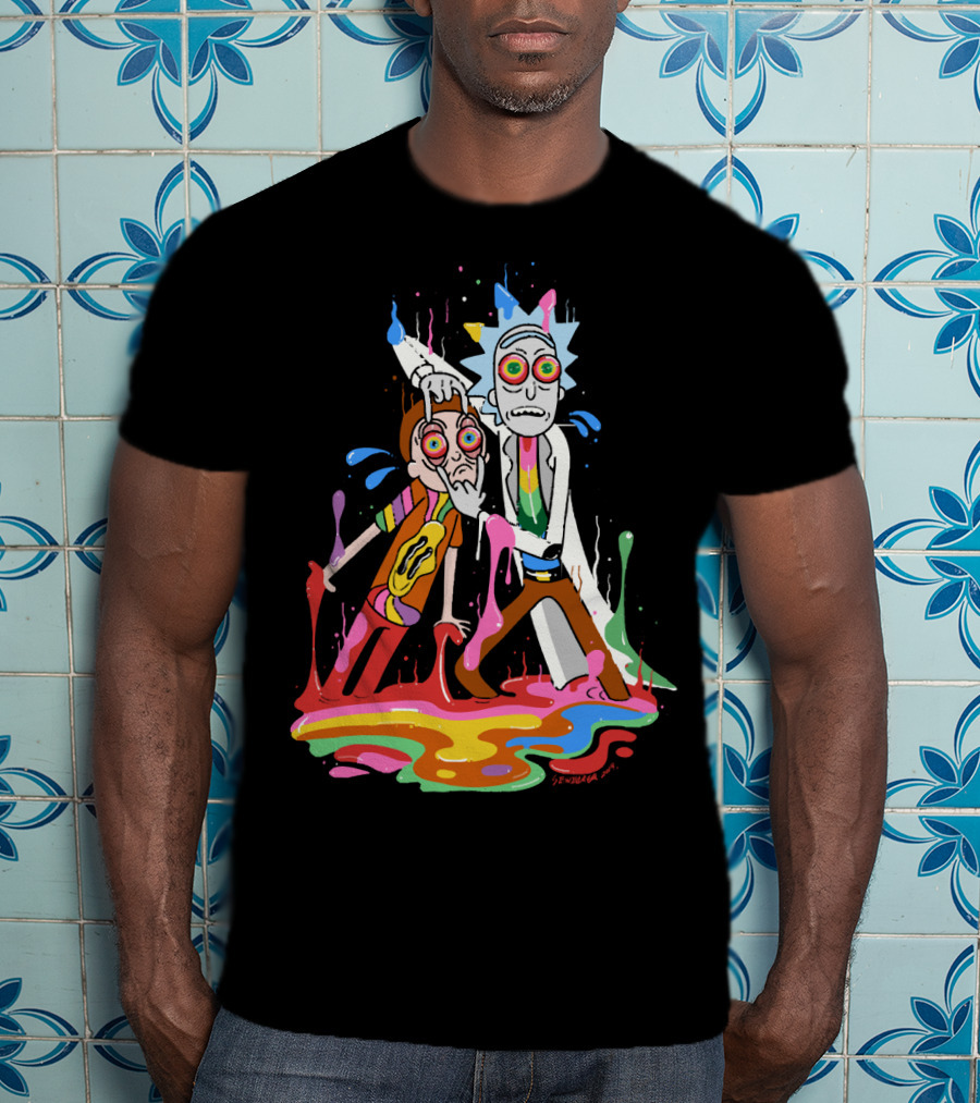 Rick Morty Tripp Psychedelic Adventure With Colorful Melting Portal T-Shirt