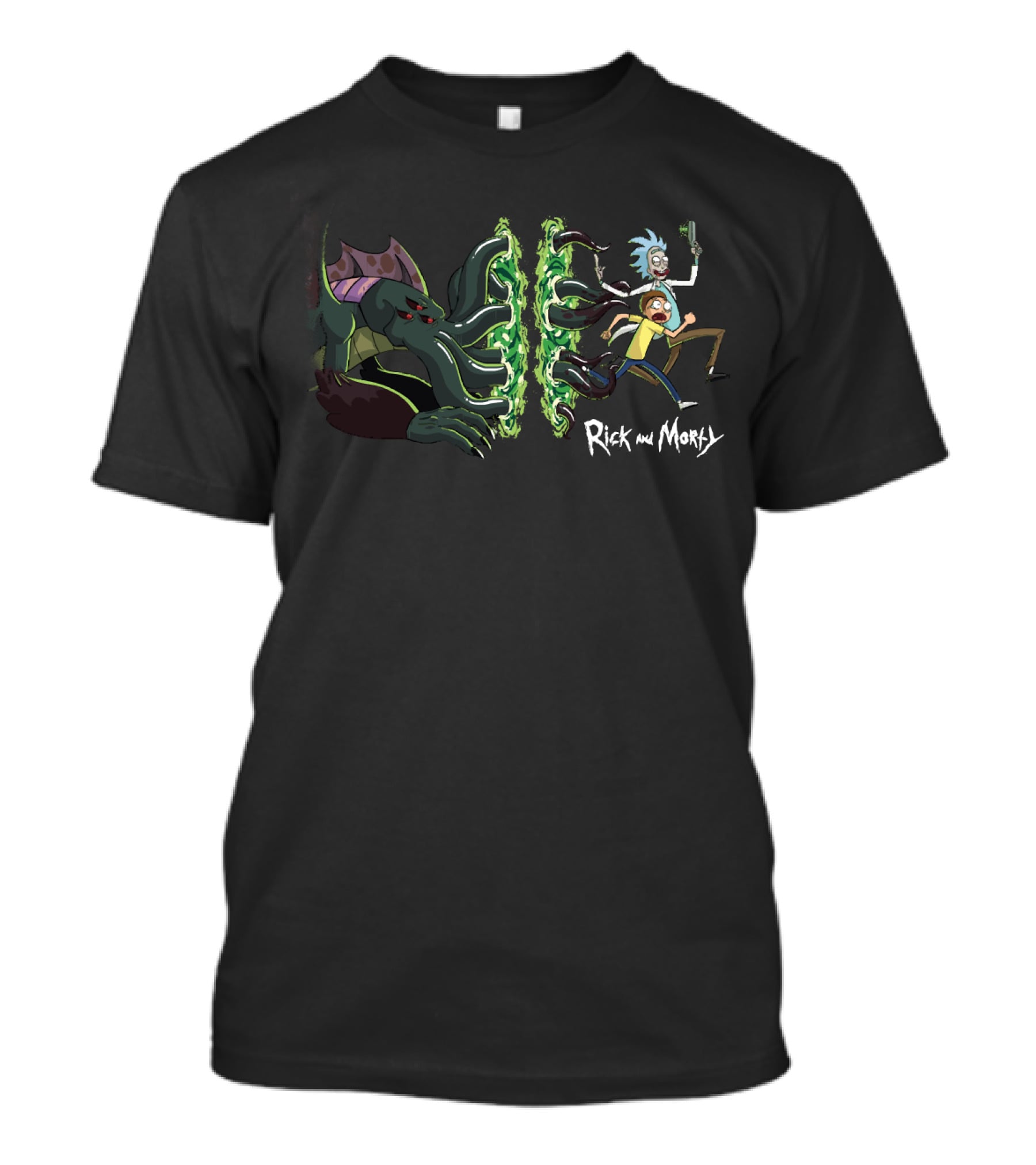 Rick And Morty Cthulhu Portal Chase Adventure T-Shirt