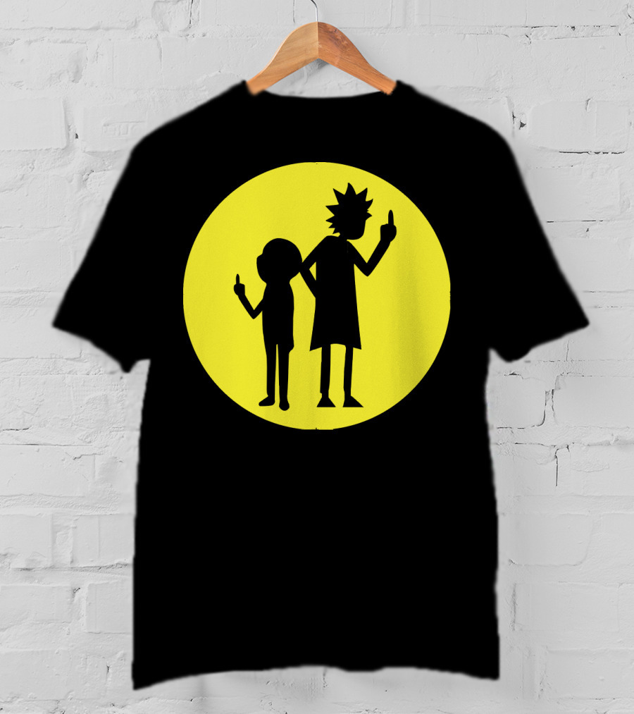 Rick And Morty Silhouette Circle Middle Finger T-Shirt