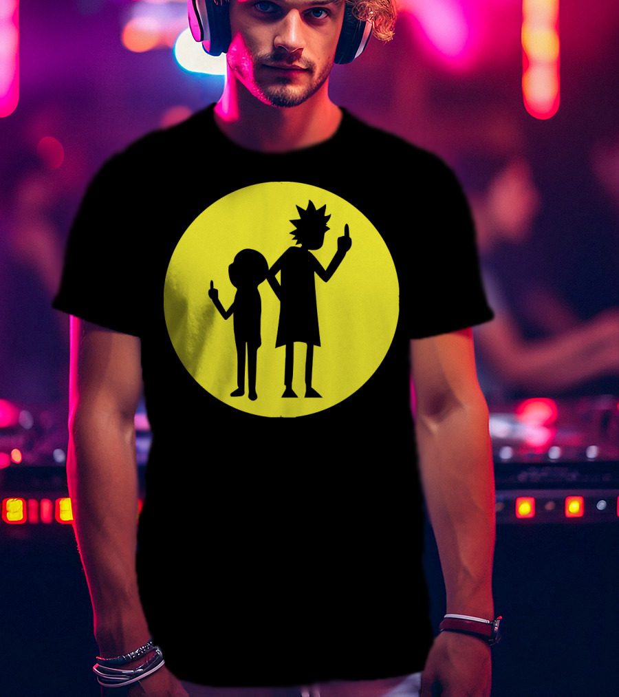 Rick And Morty Silhouette Circle Middle Finger T-Shirt