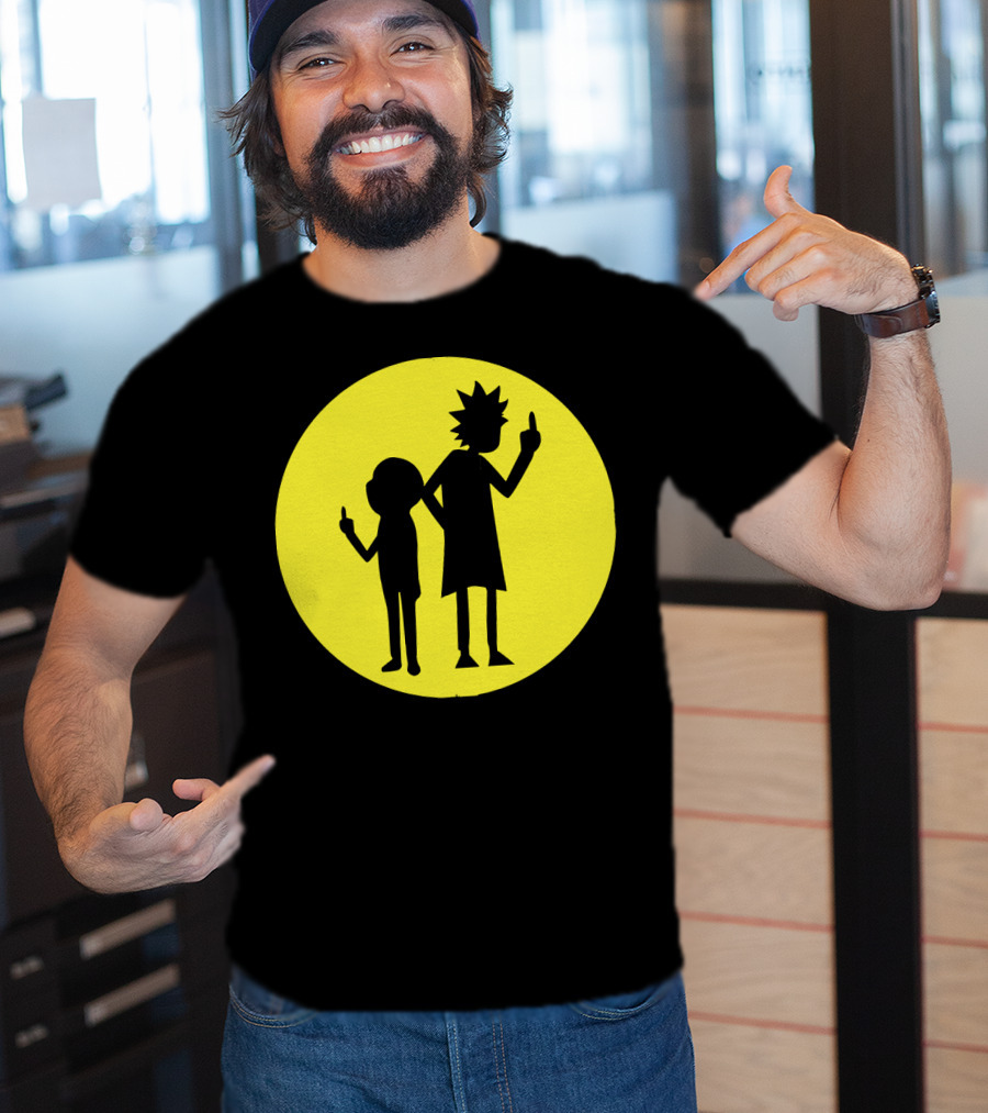Rick And Morty Silhouette Circle Middle Finger T-Shirt